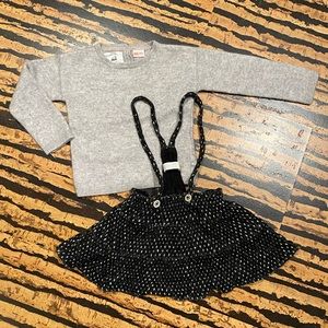 Zara Baby Girl 100% cashmere sweater sweater and suspenders skirt 2-3 years